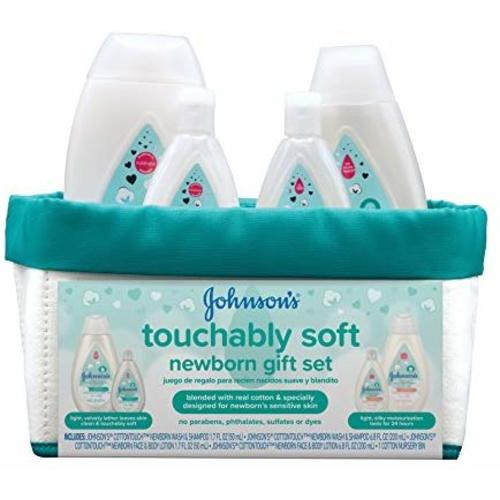 Johnson’s Touchably Soft Newborn Baby Gift Set, Baby Bath & Skincare for Sensitive Skin, 5 Items