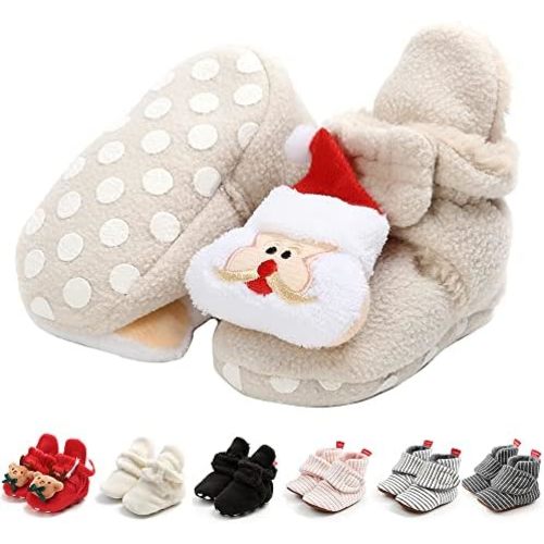 GDSDYM Baby Booties Cozy Fleece Slippers Soft Baby Shoes With Gripper Soles, Winter Warm Infant Newborn Crib Sock Shoes First Walkers