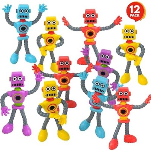 ArtCreativity Bendable Robot Figures, Set of 12 Flexible Men, Birthday Party Favors for Boys and Girls, Stress Relief Fidget Toys, Sensory Toys for Kids and Adults, Goody Bag Stuffers
