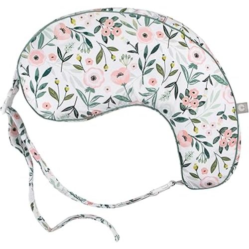Boppy Uplift Nursing Pillow, Pink Garden, Designed to Help Reduce Reflux Symptoms for Breastfeeding, Bottle Feeding or Combo-Feeding; Plus-Sized, Comfortably Contoured Feeding Pillow