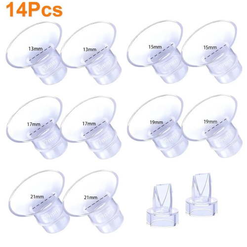 Prociv 14Pcs Flange Inserts 13/15/17/19/21mm Compatible with Momcozy S12/S12pro/S9/S9 Pro, for TSRETE/Spectra/Medela 24mm Shield/Flange, Including Duckbill Valve & Silicone Diaphragm