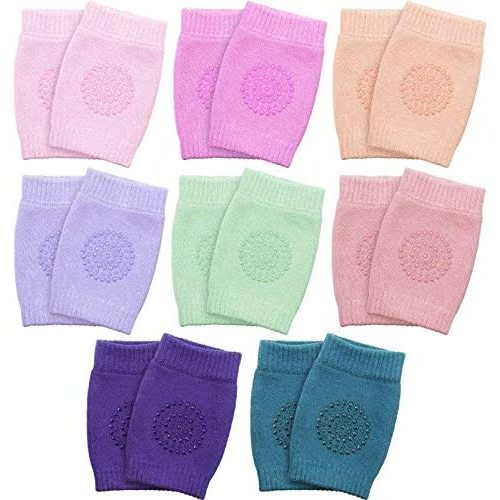SATINIOR 8 Pairs Unisex Baby Crawling Anti-Slip Knee Pads Toddler Knee Protectors Learn to Crawl Socks Leg Warmers