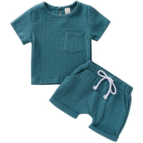 fhutpw Baby Boys 2Pcs Summer Outfits Short Sleeve T-Shirt Tops Elastic Waistband Shorts Set Toddler Clothes