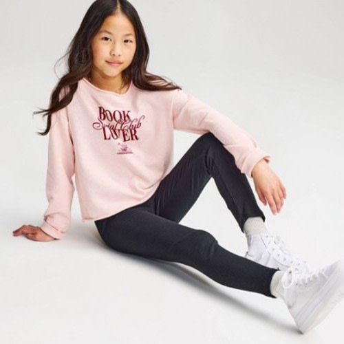Girls' Solid Ribbed Leggings - Cat & Jack™ Black S: High Rise, Ankle Length, Elastic Waistband