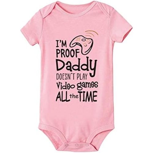 I'm Proof Daddy Doesnt Always Play Video Games Infant Cute Baby Bodysuit Infant bodysuit Long Sleeve Playsuit