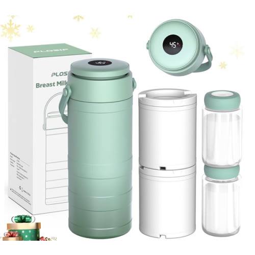 Portable Breast Milk Cooler for Outdoors, 360° All-Round Cooling Keeps Milk Fresh for 24 Hours, 22oz Large Capacity Breastmilk Chiller with 2pcs BPA-Free Bottle for Breastmilk Storage