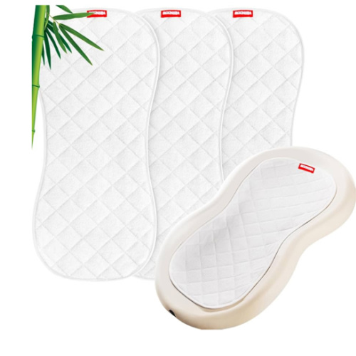 Moonsea Quilted Thicker Changing Pad Liner 3 Pack Waterproof, Fit for Changing Table Liners are Warm On a Baby's Back Non-Slip Design Reusable Pads Machine Washable, White