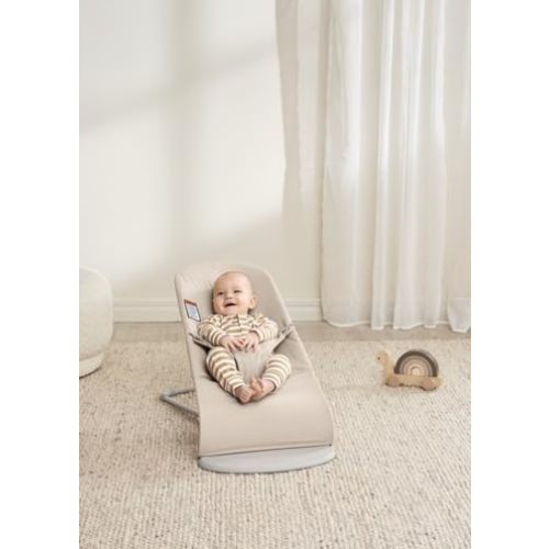 BabyBjörn Bouncer Bliss, Woven Mélange, Light Beige | 2-in-1 Adjustable Baby Bouncer Seat and Toddler Chair, Newborn to Toddler (8-29 lbs), 4 Positions, Lightweight & Portable