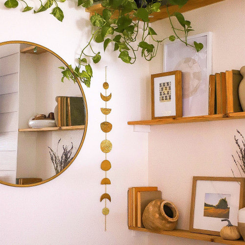 Moon Phase Garland | Boho Wall Décor | Hammered Finish | Moon Wall Hanging | Bohemian Décor for Bedroom, Living room, Nursery | Home Décor