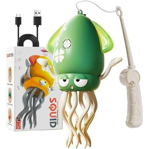 Electric Dancing Octopus Toy for Kids - Automatic Obstacle Avoidance, LED Lights & Music, Interactive Crawling Robot Toy for Toddlers, USB Rechargeable, Gift for Boys Girls (Green)