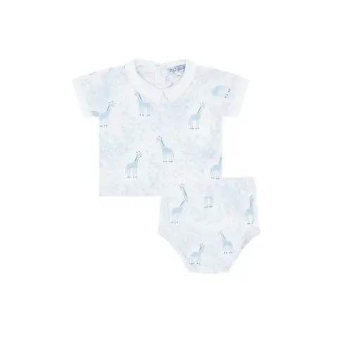 Blue Giraffe Print Diaper Cover Set