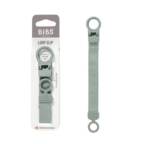 BIBS Loop Pacifier Clip - Sleek, Secure One-Handed Operation, Fits All BIBS and Most Brands, Machine Washable, Slim Profile for Comfort, Ages 0+ - Sage