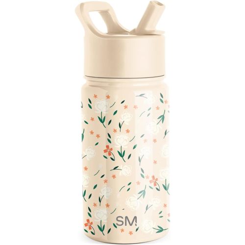 Simple Modern Kids Water Bottle with Straw Lid | Insulated Stainless Steel Reusable Tumbler for Toddlers, School | Summit Collection | 14oz, Chloe Floral