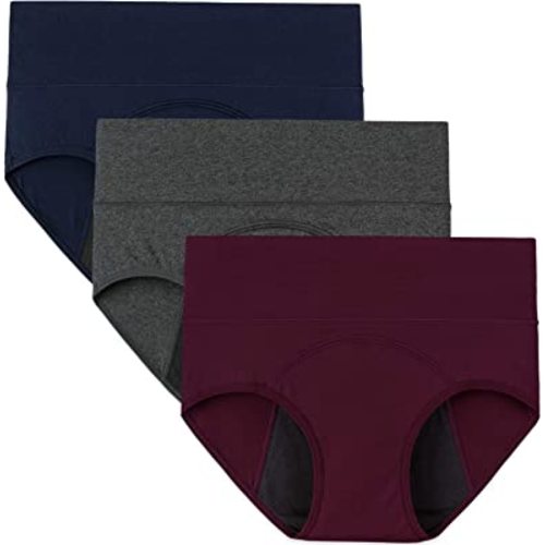 INNERSY Women's Period Underwear High Waisted Postpartum Menstrual Panties 3 Pack