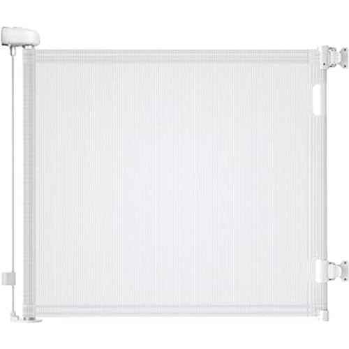 Baby Gate - Upgraded Stair Gates for Dogs, 55"x33" Stair Gates for Baby Safety Gates for Children Pets One Handed Silent Operation Dog Gate (White, 33X55inch)