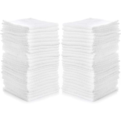 Simpli-Magic Cotton Washcloths White, 40 Pack, Size: 12”x12”