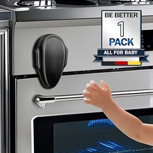 Oven Lock Child Safety (1 Pack), Kitchen Safety Oven Door Lock for Babies & Kids, Stove Child Proof, Childproof Oven Locks for Toddlers, Upgrade Heat-Resistant Material, Easy to Install (Black)