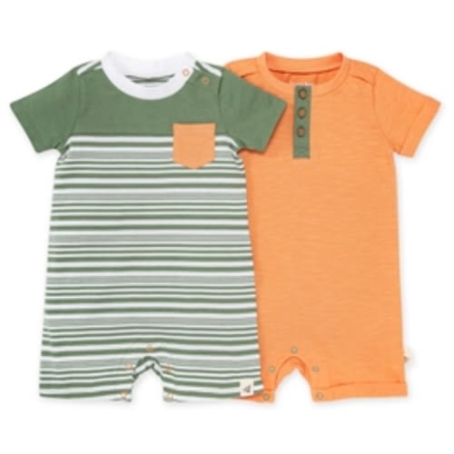 Organic Cotton Stripe Boy Romper Set - 2 Pack