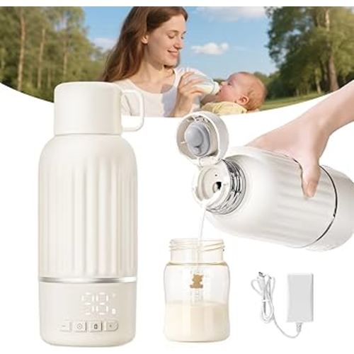 Snow Bear Portable Bottle Warmer for Travel, Fast Heating in 2.5 Mins for Breast Milk, 10200mAh Battery with LED Display, 17oz Large Capacity, Baby Bottle Warmer with Precise Temperature Control