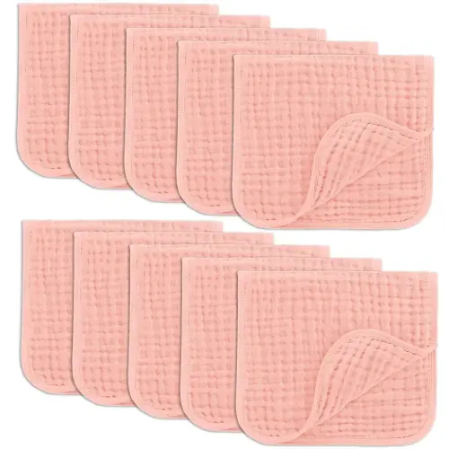 Comfy Cubs Muslin Burp Cloths 20" x 10", Pack of 10 - Large, 6-Layer, Ultra Absorbent 100% Cotton for Baby Drool and Messes - Soft, Safe & Gentle Baby Burp Cloths for Boys & Girls - Lace