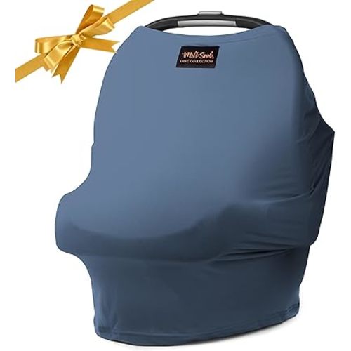 Milk Snob Original 5-in-1 Luxe Cover in Ocean Blue - Added Privacy for Breastfeeding, Baby Car Seat, Carrier, Stroller, High Chair, Shopping Cart, Lounger Canopy, Newborn Essentials, Nursing Top