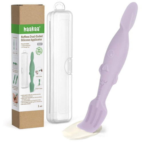 haakaa Baby Diaper Cream Spatula, NoMess Dual-Ended Silicone Diaper Rash Cream Applicator with Hygienic Case, Butt Spatula for Baby