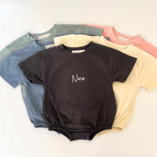 Baby oversized bubble romper, embroidered name, Personalized baby T-shirt bubble romper
