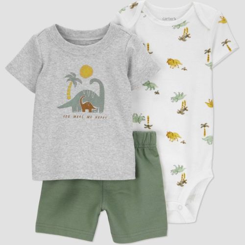 Carter's Just One You®️ Baby Boys' Dino Top & Bottom Set - Green 12M: Dinosaur Pattern