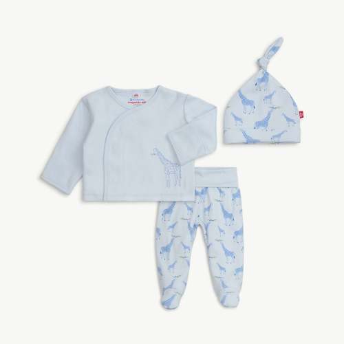 blue jolie giraffe organic cotton magnetic take-me-home kimono set – Magnetic Me