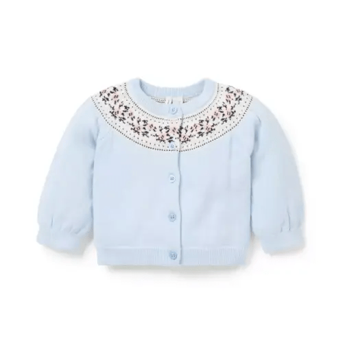 Space Blue Baby Floral Fair Isle Cardigan by Janie and Jack
