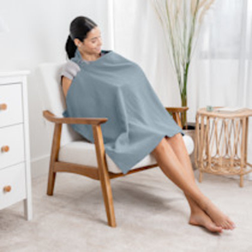 Comfy Cubs Muslin Nursing Cover with Adjustable Neck Strap - Pacific Blue, 1