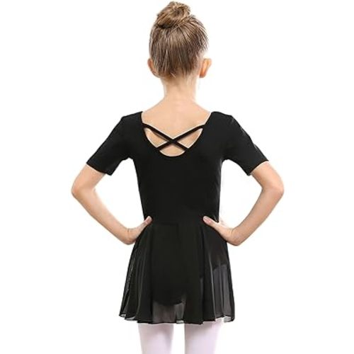 Stelle Ballet Leotards for Girls Dance Leotard with Skirt Toddler Activewear Dresses Criss-Cross Bow Back (Little/Big Kid)
