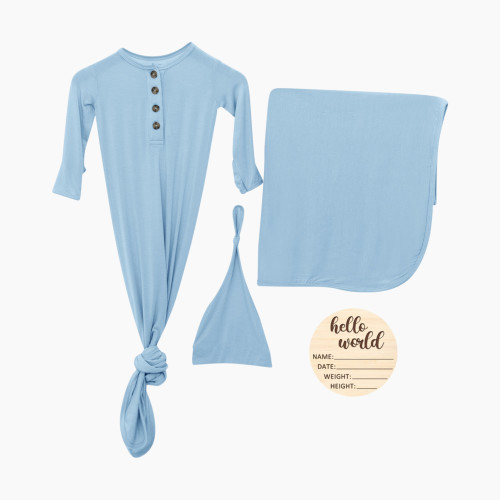 Snuggle Shield Snuggle Shield Gown, Swaddle & Hat Set - Sky Blue, 0-6 M