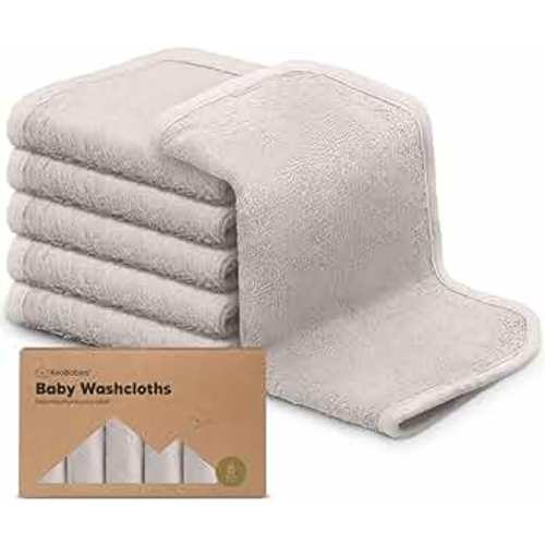 6-Pack Organic Baby Washcloths - Soft Viscose Derived from Bamboo Washcloth, Baby Wash Cloths, Baby Wash Cloth for Newborn, Kids, Bath Baby Towels, Face Towel, Face Cloths for Washing Face(Heather)