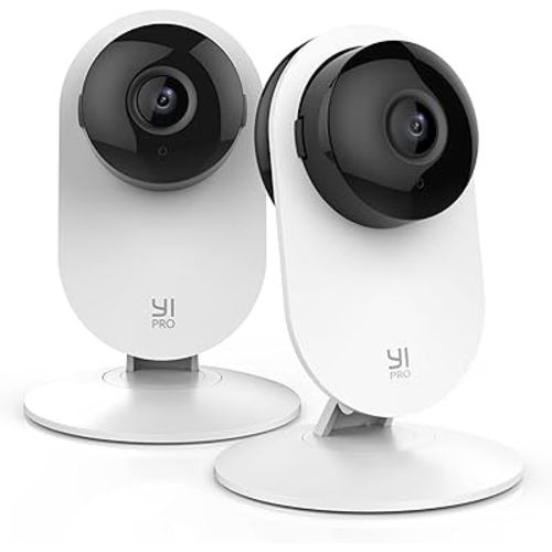 YI Pro 2K Home Security Camera, 2.4Ghz Indoor Camera with Person, Vehicle, Animal Smart Detection, Phone App for Baby, Pet, Dog Monitoring, Works with Alexa and Google Assistant 2Packs