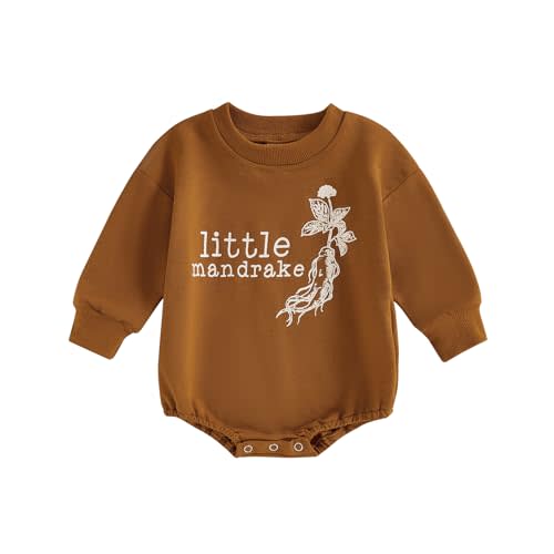 Gueuusu Unisex Baby Boy Girl Halloween Outfit Little Mandrake Bodysuit Long Sleeve Bubble Romper Magic Baby Outfit