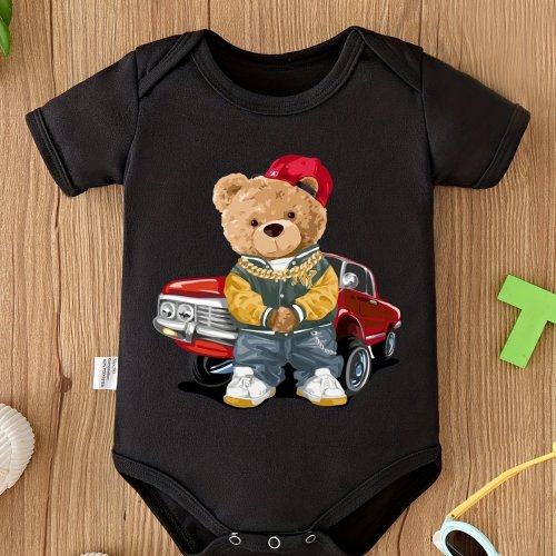Cartoon Print Baby Romper Newborn Onesie Soft and Comfortable Maternity Gift, Perfect for Outdoor