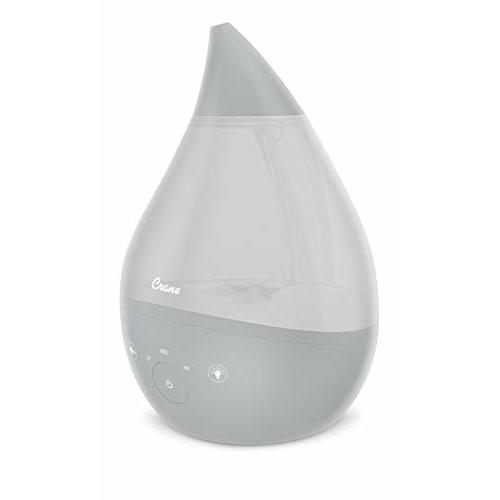 Crane 4-in-1 Drop 2.0 Ultrasonic Cool Mist Humidifier with Sound Machine, Night Light, Aroma Tray, 1 Gallon Top Fill, Grey 1 Gallon