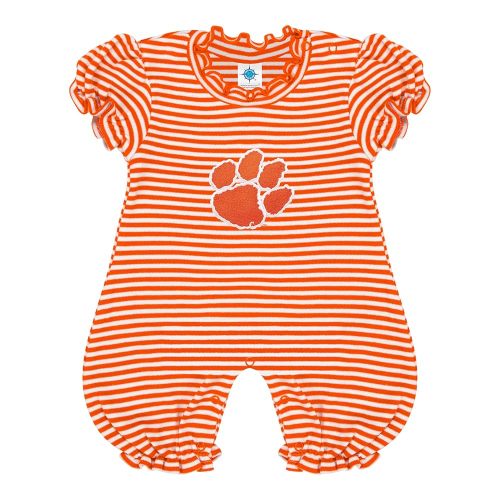 Creative Knitwear College Baby Striped Puff Sleeve Romper - Team Logo, Many Colors, for Girls (Newborn-12 Months)