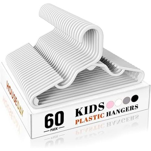 HOUSE DAY Premium Baby Hangers 20 Pack, 11 Inch Kids Plastic Hangers White, Slim Childrens Hangers for Infant, Toddler, and Child Clothes, Durable Baby Clothes Hangers for Closet