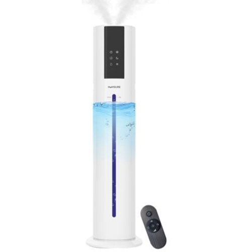 HUMSURE Humidifier Suitable for Large Room, 2.4gal/9L Bedroom Silent Humidifier, 3-Speed Ultrasonic Cool Mist Humidifier, Timer, Aromatherapy Cotton, Remote Control, Sleep Mode, White