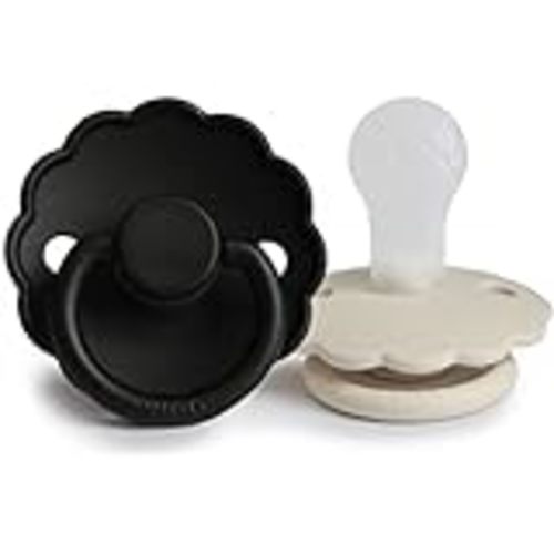 Amazon.com : FRIGG Daisy Natural Rubber Baby Pacifier | Made in Denmark | BPA-Free (Aurora/Bright White, 0-6 Months) 2-Pack : Baby
