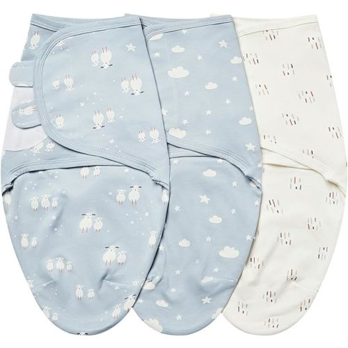 insular Baby Swaddle Wrap, Swaddle Blanket for Newborn and Infant, Adjustable Velcro Swaddling Set for Boy and Girl, Soft Cotton Baby Sleep Sack 3 Pack, Sheep, Small(0-3M)