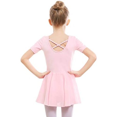 Stelle Ballet Leotards for Girls Dance Leotard with Skirt Toddler Ballet Outfit Criss-Cross Bow Back (Little/Big Kid)