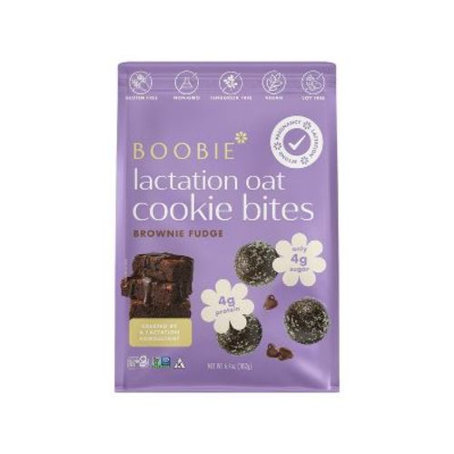 Boobie Organic Gluten Free Vegan Lactation Cookie Snacks for Breastfeeding - Fudge Brownie - 6.4oz