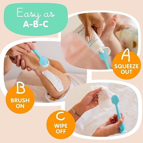 Bumco Diaper Cream Spatula Home & Travel Set - BPA-free Butt Paste Diaper Cream Applicator, Soft Diaper Rash Cream Applicator, Butt Spatula Baby, Mom-Invented Diaper Bag Essentials, 2-Pack - Blue & Gray