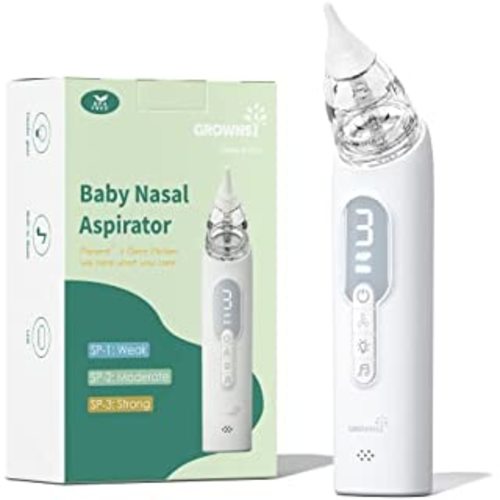 Nasal Aspirator for Baby, Electric Baby Nose Sucker with Adjustable 3 Levels Suction, Rechargeable Booger Sucker for Babies with 8 Light Modes and 3 Nursery Rhymes