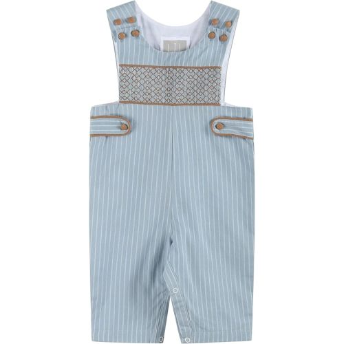 Blue Pinstripe Smocked Overalls