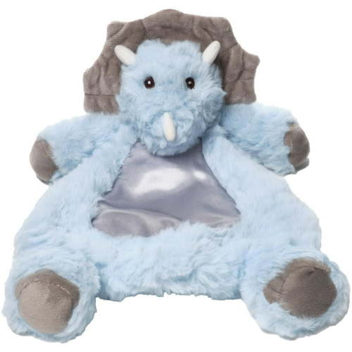Bearington Baby Wee Lil’ Tracer, 12 x 8.5 Inch Light Blue Dinosaur Plush Stuffed Animal, Security Blanket Lovey for Babies