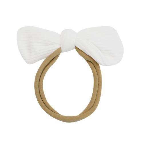 Ribbed Nylon Bow in Cloud